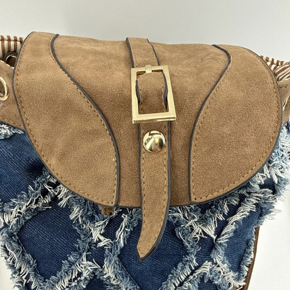 SMALL‎ DENIM & VEGAN LEATHER BACKPACK